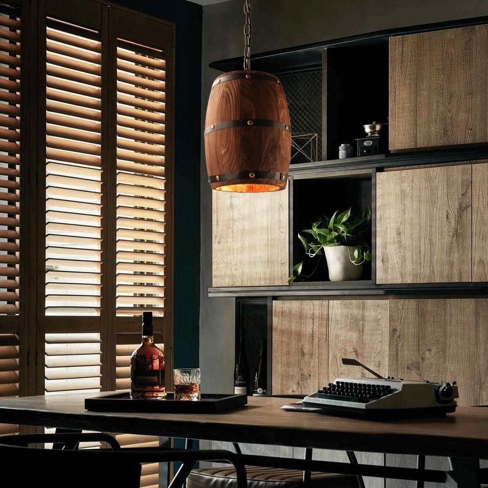 Erato - Hangende Wijnvat Lamp van Hout