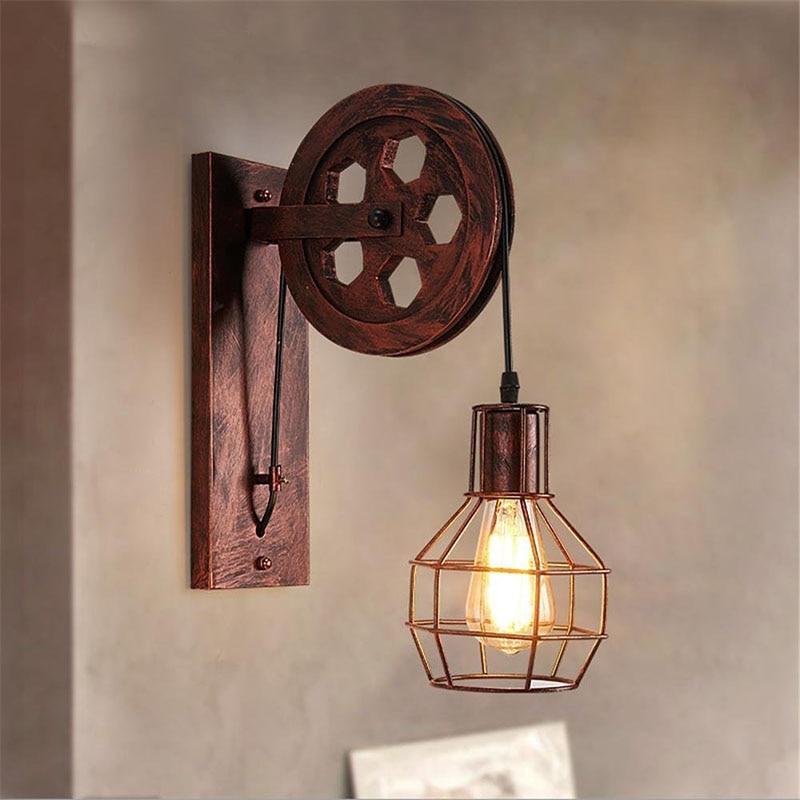 Loft - Industriële Vintage Katrol Wandlamp
