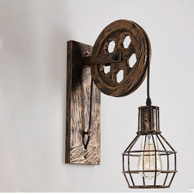 Loft - Industriële Vintage Katrol Wandlamp