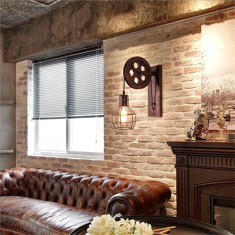 Loft - Industriële Vintage Katrol Wandlamp