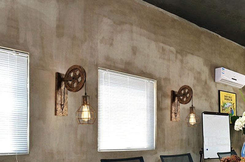 Loft - Industriële Vintage Katrol Wandlamp