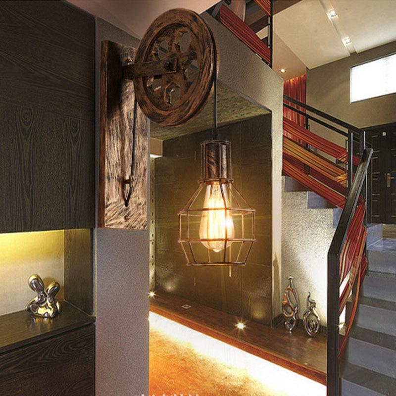 Loft - Industriële Vintage Katrol Wandlamp