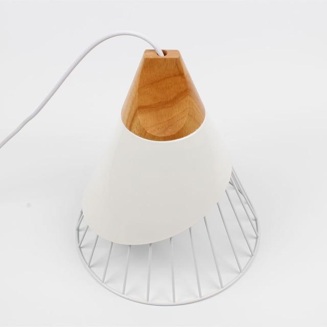 Hanglamp Scandinavisch met Houten Basis en IJzeren Kooi