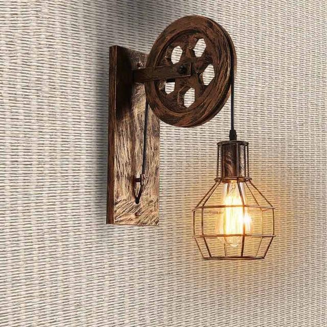 Loft - Industriële Vintage Katrol Wandlamp