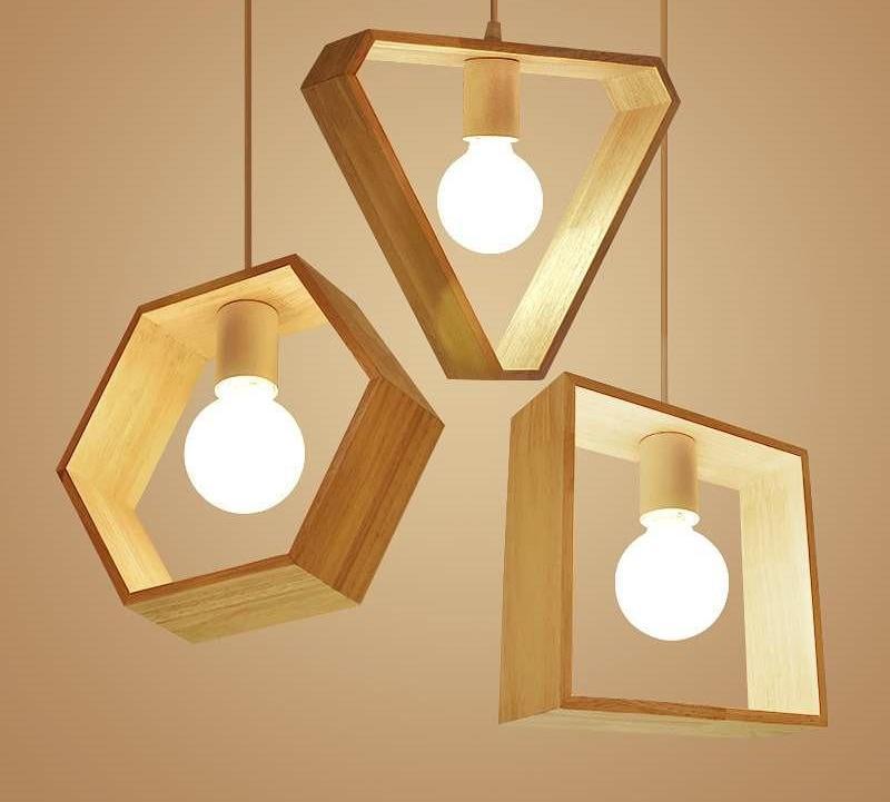Geometrische hangende houten lampen