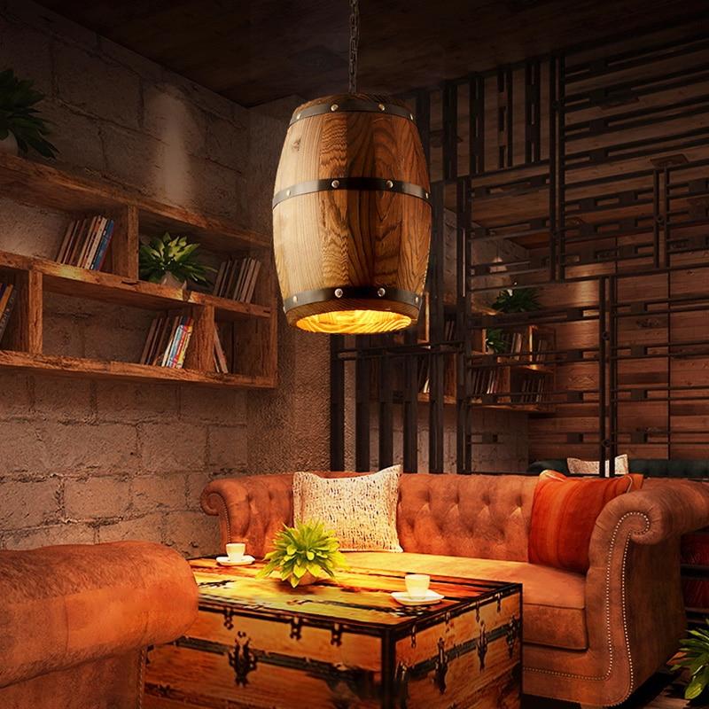 Erato - Hangende Wijnvat Lamp van Hout